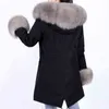 Maomaokong Naturlig Real Fur Collar Coat Kvinnors Läderjacka Vinterkläder Bomber Jacka Parkas Padded Coats Long 211129