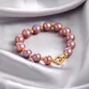 Brins en perles perle d'eau douce avec noyau paquet doré préservant les accessoires de bracelet pour femmes de trèfle à quatre feuilles