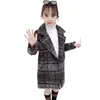 Manteau Pour Fille À Carreaux Motif Filles Survêtement Printemps Automne Enfants Long Style Décontracté Vêtements 6 8 10 12 14 210528