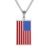Collier pendentif drapeau National américain chaînes en or acier inoxydable ID Tag colliers pour femmes hommes Hip Hop bijoux de mode