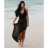 Women Summer Beach Dress Crochet Beach Cover Up Knitted Beachwear Backless Sexy Swimsuit Cover Up Women Bikini Coverup Dress X0726