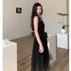 Japanese Harajuku Women Streetwear Irregular Sundress Suspenders Gothic Punk Black Bandage Dress Sleeveless Slim Mesh Tank Dress 210619