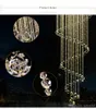 Modern Spiral Crystal Chandeliers Lighting Raindrop Stairs Chandelier Lamps GU10 Pendant Light Fixtures for Dining Room Indoor Home Deco