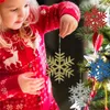 4 Sztuk / zestaw Boże Narodzenie Wiszące Dekoracje Glitter Snowflake Xmas Drzewo Wisiorek Ozdoby do Nowego Roku Ślub XBJK2107