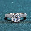 Anziw 925 Sterling Silver Moissanite Diamond 20ct Fashion Split Shank Engagement Ring för Kvinnor Smycken Gåvor