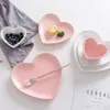 Frosted Ceramic Tableware Breakfast Plate Love Heart Dish Shaped Bowl Couple Creative Dessert plates hollowware 210928