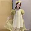 Fashion Girls Princess Dress 2021 Summer Elegant Baby Girl Lace Dresses green Toddlers Kids Girls Birthday Party Skirt Clothes 656 Y2