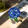 HD cristallo ortensia figurine arte vetro fiore sogni collezione ornamento fermacarte casa decorazione di nozze souvenir regalo per signora 211108