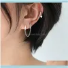 Jewelrytwo Hole Piercing örhängen för kvinnor Brilliant Crystal Zircon 2 Metal Color Chain Earring Party Jewelry Hoop Hie Drop Delivery 2021