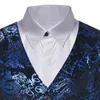 Luksusowy Paisley Floral Print Kamizelka Mężczyzna Marka Królewska Blue Bez Rękawów Kamizelka Kamizelka Męskie DJ Club Party Wedding Groom Kamizelki 210522