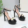 2021summer Stiletto women sandals Super High heels soft Leather shoes platform heel Buckle Ankle Strap Latex Adhesive womens shoe Party 5625