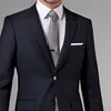 Slim Fit Business Homens Ternos para Namorado 2 Piece Personalizado noivo do Noivo para Casamento Negro Moda Casaco com Calças Novo X0909