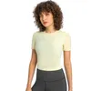 Сплошной цвет простой средней линии сплит йога топы одежда модная универсальная рубашка повседневная спортивная с короткими рукавами женщин футболка
