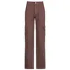 Rockmore Brown Vintage Baggy Jeans Femmes Taille Haute Poche Cargo Pantalon 90s Streetwear Pantalon Droit Harajuku Été 211129