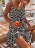 Sexy Spaghetti Strap Leopard Drukuj Plaża Mini Kobieta Sukienka Lato Luźne Dorywczo Boho Dresses Dla Kobiet Plus Rozmiar Femme Robe 210623