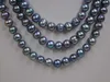 120cm Long 7-8mm Peacock Black Genuine Cultured Pearl Necklace Chains Morr22