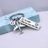 Custom Initial A-Z Letters Airplane Key Chain Drive Safe Fly Safe Keychain Couples Men Boyfriend Flight Attendant Gift Keyring G1019