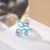 10PCS 2021 Trendy Rhinestone Inlay Color Irregular Snake Shaped Drip Glaze Open Rings for Fashion Women Girls Jewelry