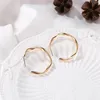 Matte Gold Open Twisted Hoop Earrings For Women Geometric Circle Hoops Minimalist Metal Small & Huggie