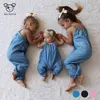 2021 Nieuwe Zomer Trekkoord Baby Meisje Kleding Mode Losse Losse Solid Romper Baby Boy Clothes New Born BabyGirl Onesie G1221