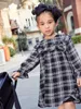 Toddler Girls Plaid Print Flounce Sleeve Ruffle Detail Dress SHE