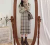 Autunno Vintage plaid Gonne da donna Autunno Matita Gonna lunga media Gonna femminile calda spessa Gonna invernale Mujer Gonne da donna in lana maxi 211120