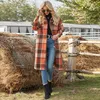 Women's Jackets Womens Casual Plaid Wool Blend Button Down Long Sleeve Shirt Oversize Lapel Shacket Jacket Coat Flannel Peacoat