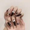 De golflijn 24 stks/doos fashional Zomer Volledige Cover Nails Tips Kerst Ontwerp Stijl Lange Druk Op Nail Tips Franse ballet blauwe diamant nagel tip