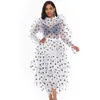 High Street Fashion Designer Runway Suit Set Kvinnors Ruffle Dot Print Blouse Toppar Asymmetrisk Skirt 210521