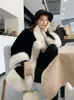 Autumn winter New women's stand collar warm thickening faux fox fur fashion poncho tops coat plus size SMLXLXXL3XL