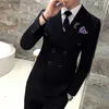 ( Jackets + Pants ) Solid Color Double Breasted Suit Groom Wedding Suits Men Dress Suit Dinner Party Prom Suit Formal Business X0608