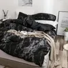 Mármore conjunto de cama macio Capa de cama de pele de pele de cama dupla colcha de cama dupla e fronha para casa produto doméstico 210319