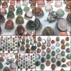 Vigselringar Smycken 50pcs / Lot Vintage Big Natural Stone Rose Quarts, Guld Sand Sten, Grön Jadee, Opal Mixed Size 220115 Drop Leverans 20