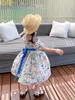 Enfant en bas âge fille robe d'été mode enfants vêtements en gros fleur coton robe avec arc robe de vacances 210715