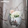 Disco Ball Hanging Flower Pot For Indoor Plants Bohemian Style Flower Planter Pots Rope Mirror Hanging Basket Garden Decor Vase 210922