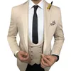 3 sztuki Slim Fit Garnitury dla mężczyzn z podwójnym breadsed kamizelkę Peaked Lapel Wedding Tuxedo Groomsmen Mężczyzna Moda Kurtka Spodnie X0909