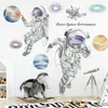 Space Astronaut Wall Stickers for Kids Room Kindergarten Decoration Removable Vinyl PVC Cartoon Decals Home Decor 220217