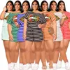 Summer Women Plus Size Dress Designer Dwa Kawałki Spodnie Zestaw Mody Lips Stripe Drukowane Krótki Rękaw T Shirt Shorts Stroje S-5XL