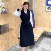 Dorywczo sukienki Czarna sukienka Jesień Moda Z Długim Rękawem Blazer Midi Office Lady Praca