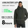 USB Electric Hough Hooded Hooded Mens Varm Jacka Vinter Parka Uppladdningsbar Uppvärmning Termisk Skidåkning Outwear Oversized 6XL 211214