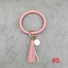 Mulheres PU pulseira de couro chaveiro moda floral imprime girassol leopard borlas keychain keychain círculo bangle kimter-m497a f