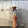 Kadın Mayo Büyük Boyu Bikini Kapaklar Kadınlar için 2021 Kazak Püskül Gevşek Renk Tavuskuşu Kuyruk Deniz Kenarı Tatil Plaj Elbise