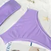 Moda de banho feminina Bikinis sexy Push up Swimsuit de maiô de duas peças de maiô roxo Mulheres Brasilas de biquíni brasileira Bandeau 2021