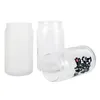 16oz Sublimation Glass Beer Mugs Can Shaped Glass Cups Tumbler Drinking Glasses With Bamboo Lid And Reusable Straw