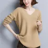 Spring And Autumn Women's Shirt Long-sleeved Loose Short Paragraph Sweater Heart V-neck Wild 210427