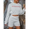 Women's Tracksuits Sweatshirt Female Autumn Fashion Casual Sweat White Hooded Sweatpants Suits Street Hipster Letter Embroidered Pullover Sw