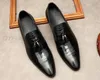 Resmi Erkekler İş Elbisesi Sivri Burun Ayakkabı Hakiki Deri Erkek Penny Loafer'lar Düğün Ayakkabı Siyah El Yapımı Oxford Ayakkabı Üzerinde Kayma