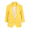 Nieuwe kleine blazer jas vrouwen 2021 lente herfst geel 10 kleur plus size slank top Europa amerika kantoor blazer jas GH319 x0721