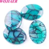 Wojiaer Dragon Agates Gemstone Oval Cabochon Cab Beads No Hole 30x40mm Eardrop Jewelry Making AccessoriesBu809