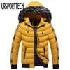 Kış Ceket Erkekler Parka Kapşonlu Kürk Yaka erkek Sıcak Kalınlaşmak Rüzgar Geçirmez Şapka Parkas Ceket Moda Rahat Hoodies Dış Giyim 211124